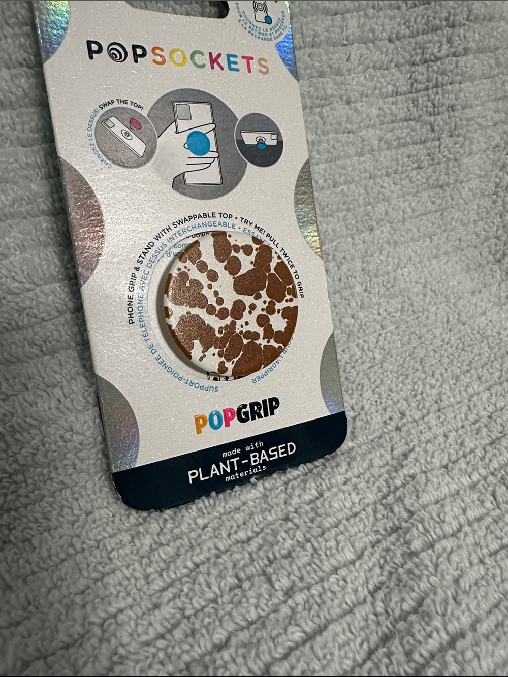 PopSocket PopGrip Phone Grip Brown Speckle Design NWT